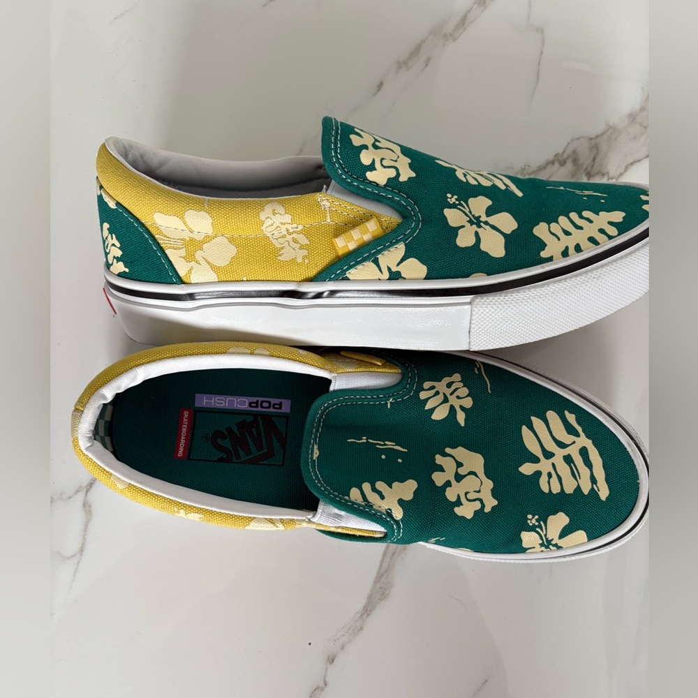 NEW Mens Vans Skate Slip-On Aloha Marine & Gold Skate Shoe: Size 7.5
